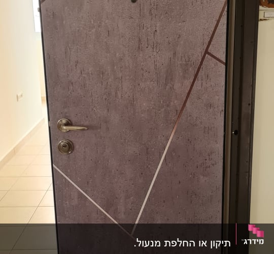 דלת עם ידית ומנעול כסופים